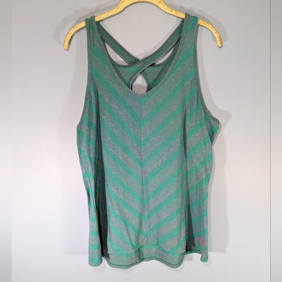 North Face Teal Cross Back Knit Athletic Tank - Picture 2 of 3